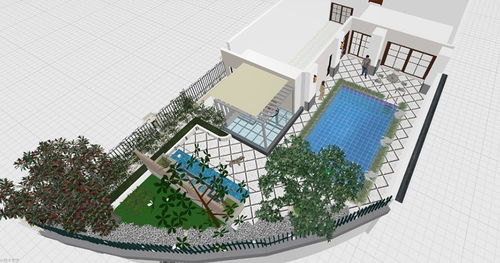 融合景墻與泳池的花都現(xiàn)代化別墅花園景觀設(shè)計方案